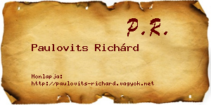 Paulovits Richárd névjegykártya
